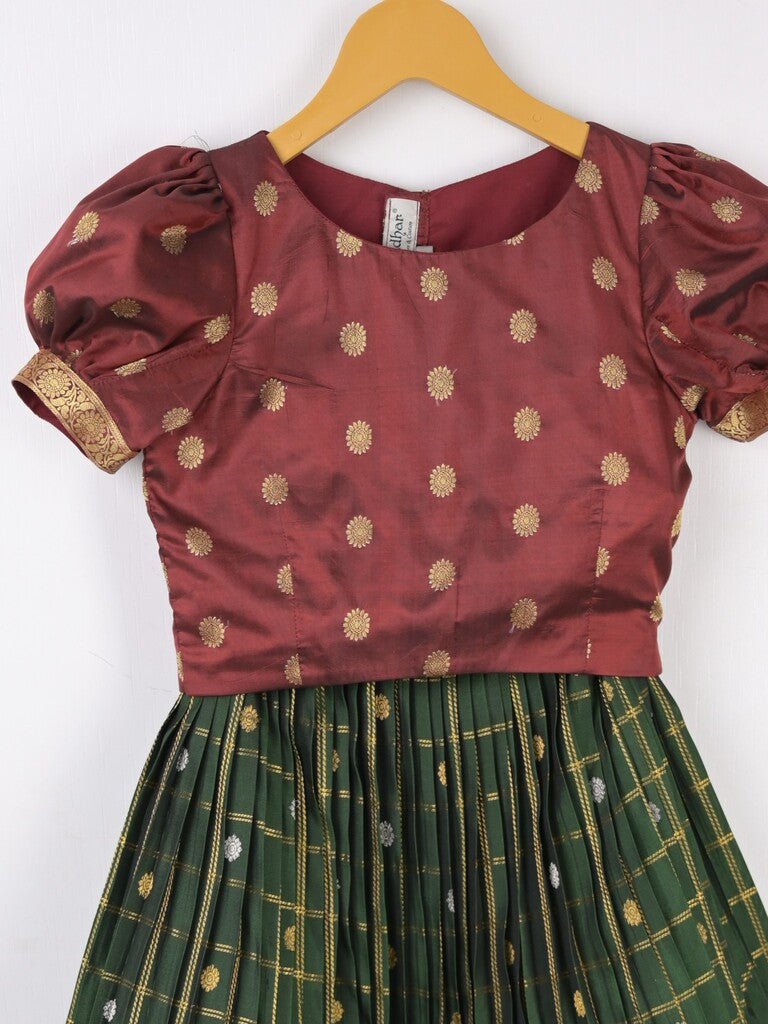 Traditional kanchi pattu silk lehenga set for kids 5-6 years