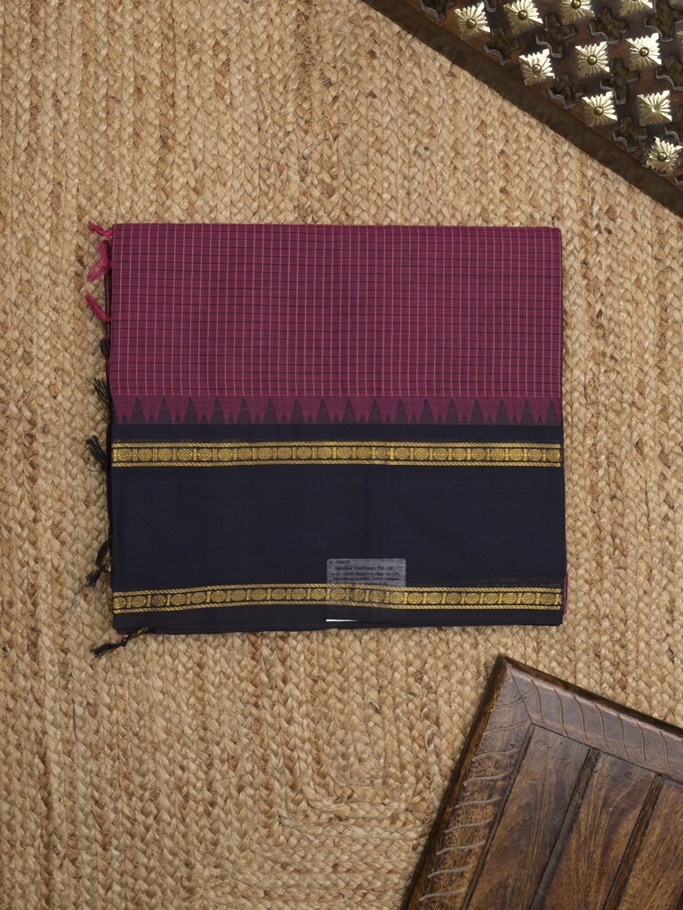 Kanchi cotton plain saree with zari border with attached self blouse