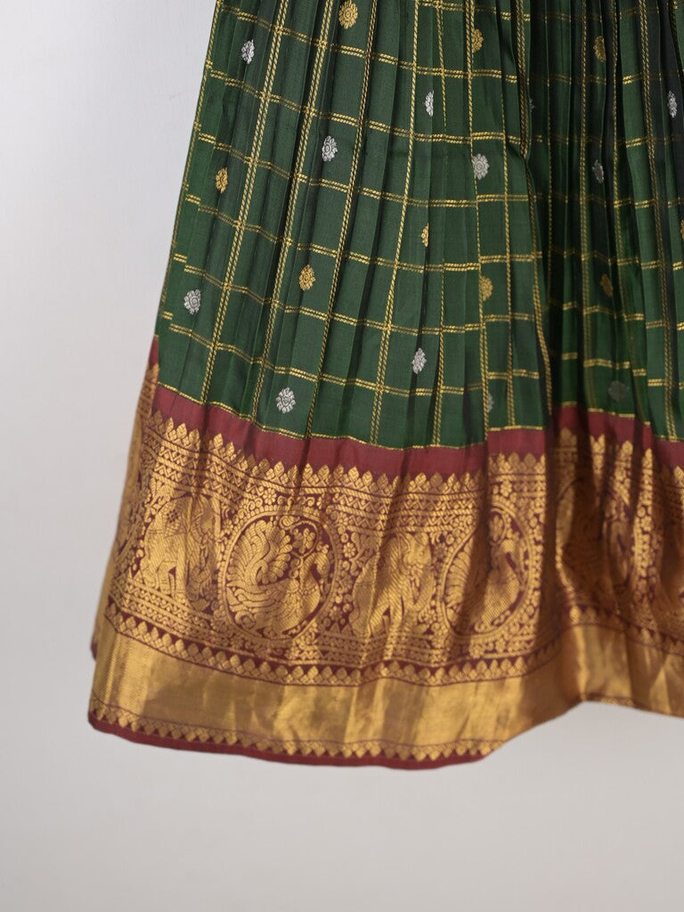 Traditional kanchi pattu silk lehenga set for kids 5-6 years