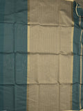 Maheshwari fancy saree cyan blue color allover plain and small kaddi border with contrast plain pallu and attached blouse