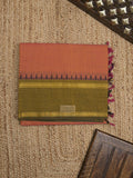 Kanchi cotton plain saree with zari border with attached self blouse