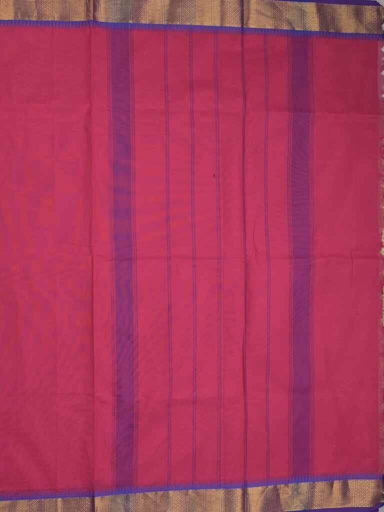 Kanchi cotton plain saree with zari border with attached self blouse