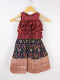 Traditional kanchi pattu silk lehenga set for kids 0-1 year