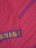 Kanchi cotton plain saree with zari border with attached self blouse