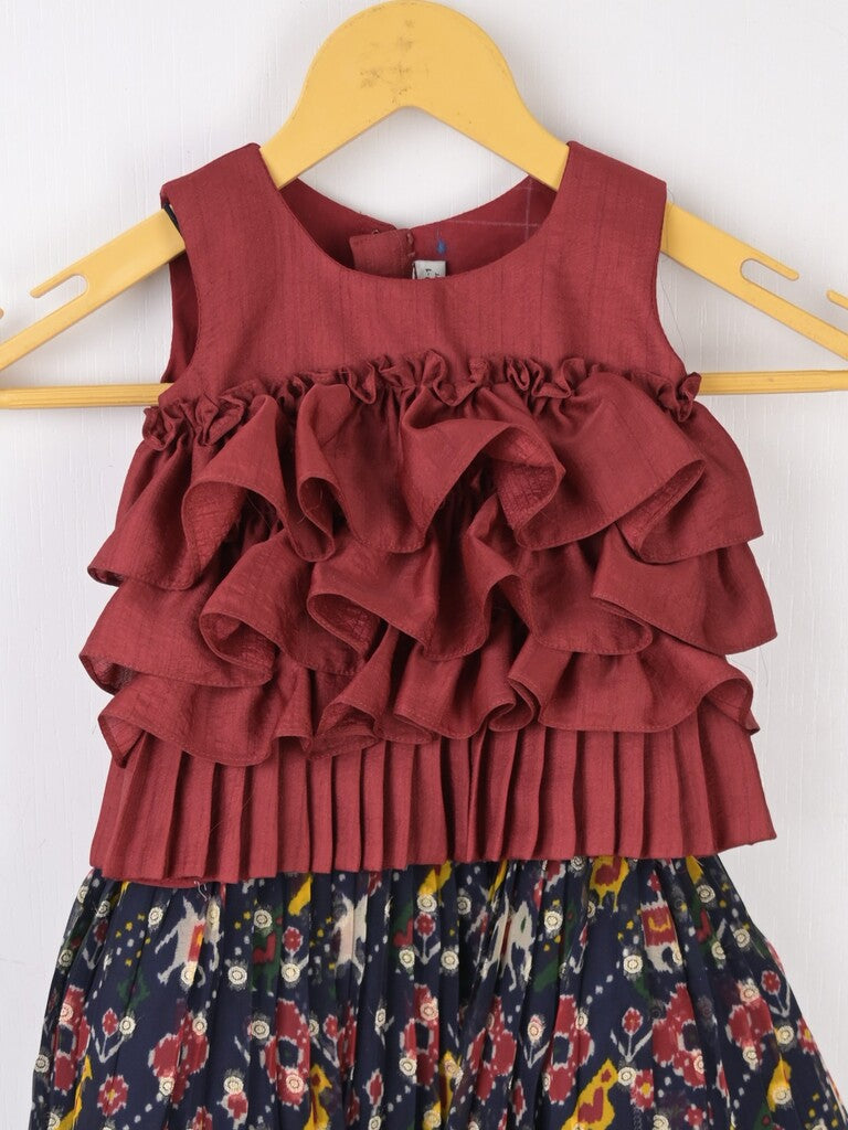 Traditional kanchi pattu silk lehenga set for kids 0-1 year