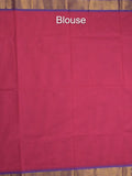 Kanchi cotton plain saree with zari border with attached self blouse