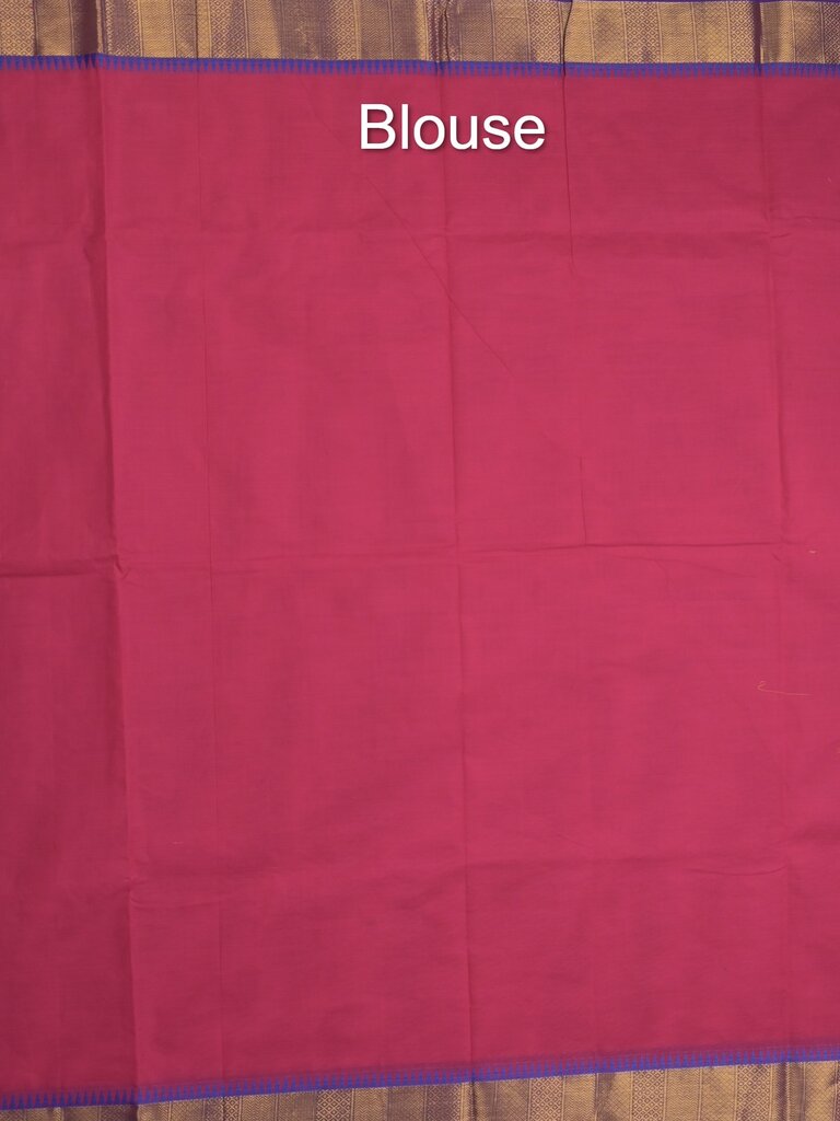 Kanchi cotton plain saree with zari border with attached self blouse