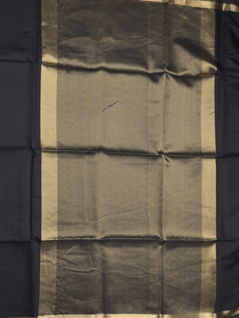 Maheshwari fancy saree black color allover plain and small kaddi border with self pallu and attached blouse