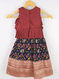 Traditional kanchi pattu silk lehenga set for kids 0-1 year