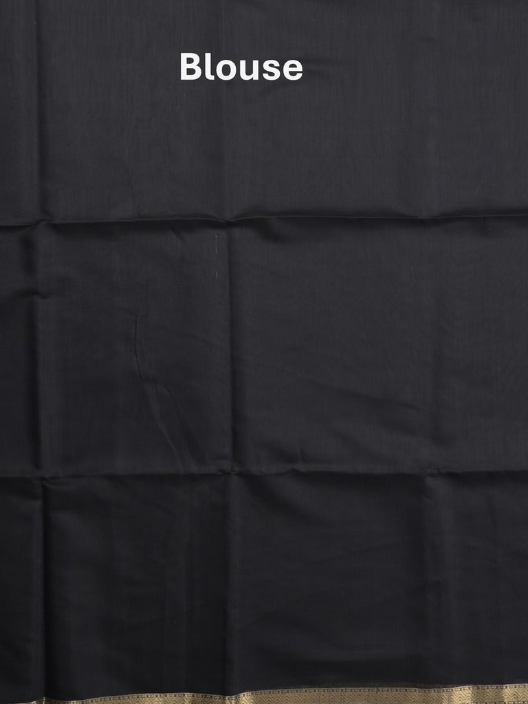 Maheshwari fancy saree black color allover plain and small kaddi border with self pallu and attached blouse