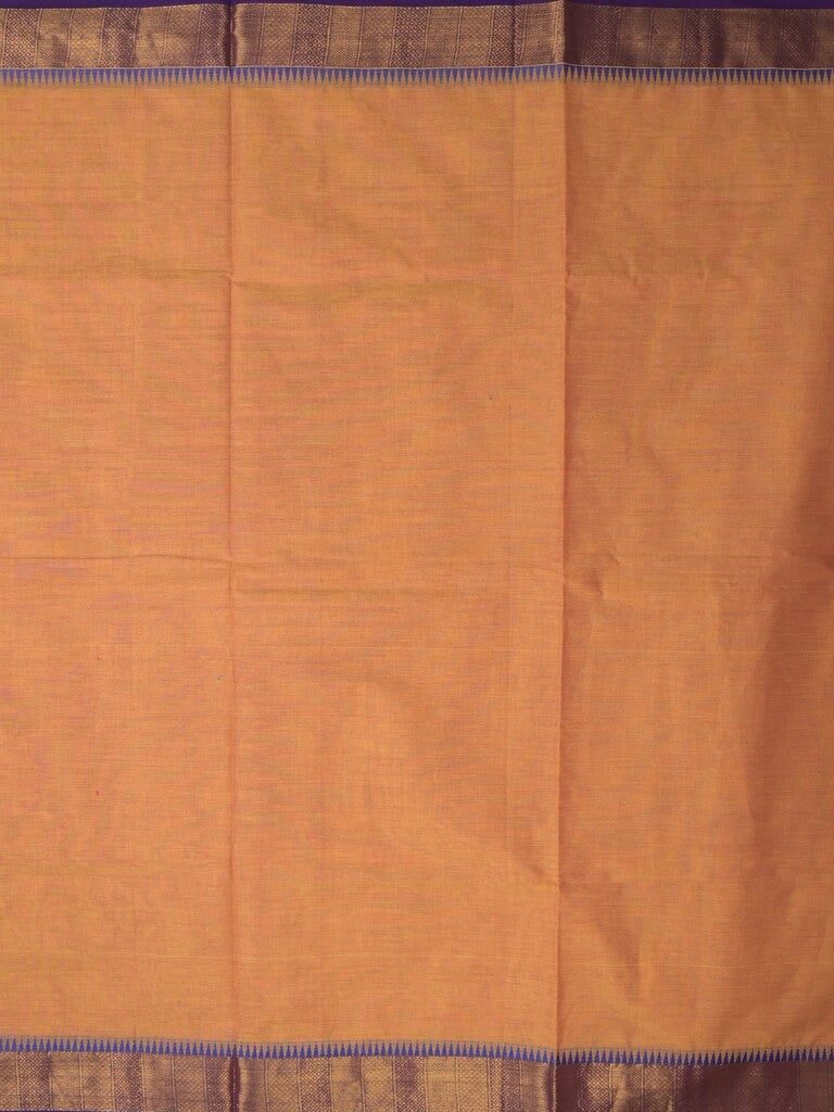 Kanchi cotton plain saree with zari border with attached self blouse