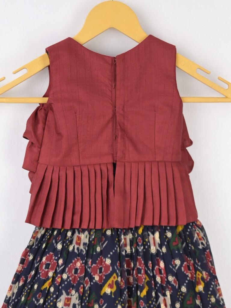 Traditional kanchi pattu silk lehenga set for kids 0-1 year