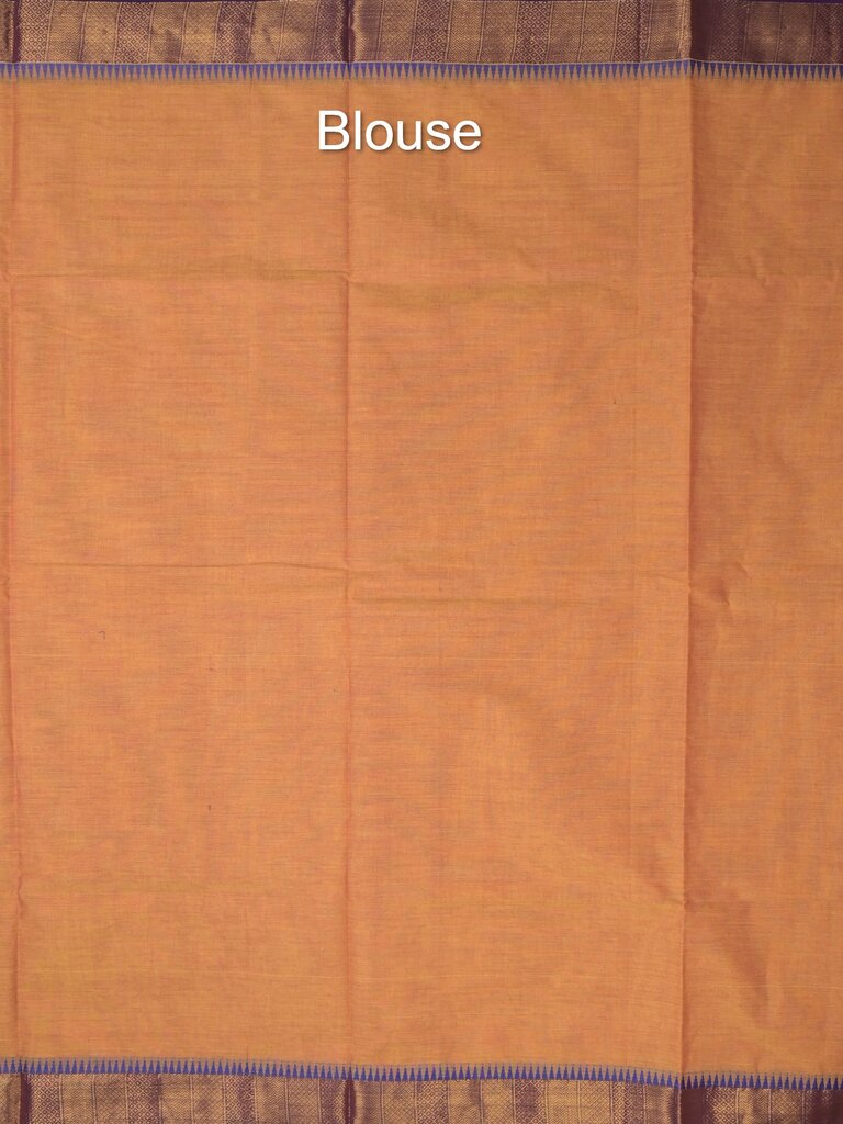 Kanchi cotton plain saree with zari border with attached self blouse