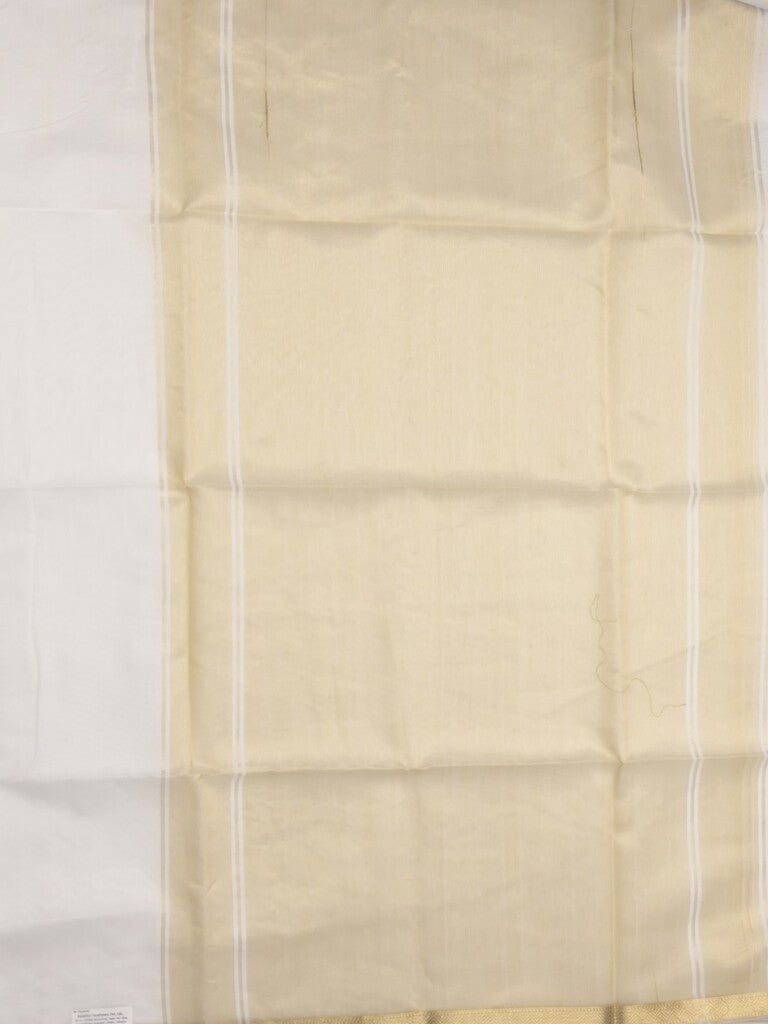 Maheshwari fancy saree white color allover plain and small kaddi border with self pallu and attached blouse