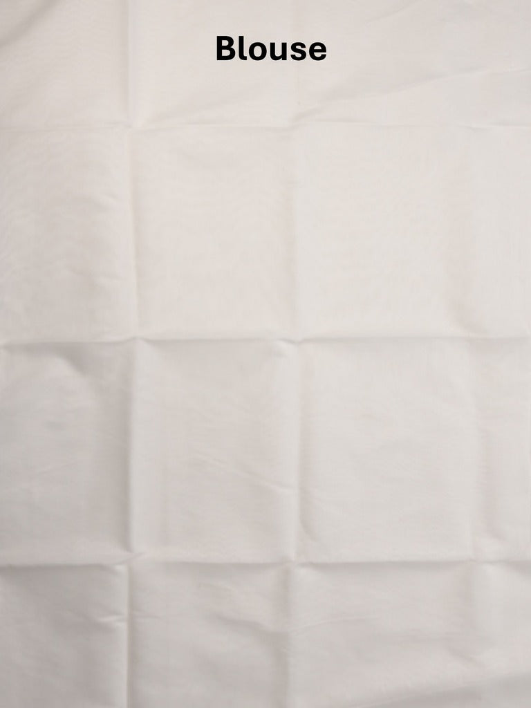Maheshwari fancy saree white color allover plain and small kaddi border with self pallu and attached blouse