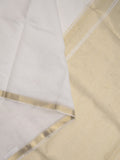 Maheshwari fancy saree white color allover plain and small kaddi border with self pallu and attached blouse