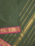 Kanchi cotton plain saree with zari border with attached self blouse