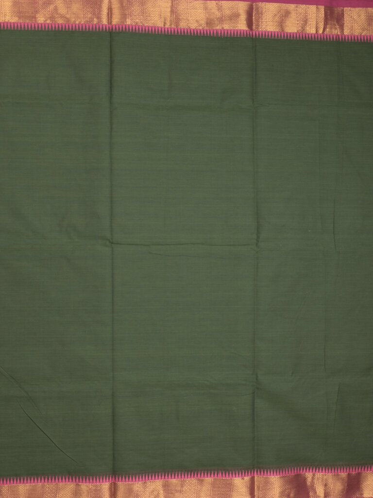Kanchi cotton plain saree with zari border with attached self blouse