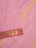 Kanchi cotton plain saree with zari border with attached self blouse