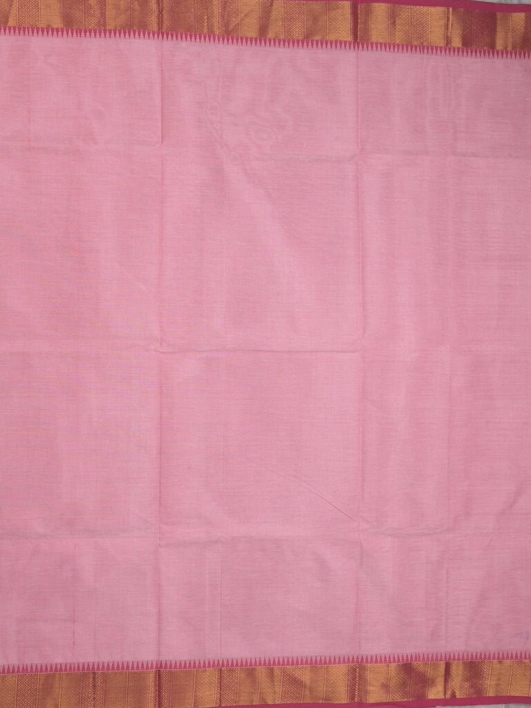 Kanchi cotton plain saree with zari border with attached self blouse