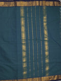 Kanchi cotton plain saree with zari border with attached self blouse