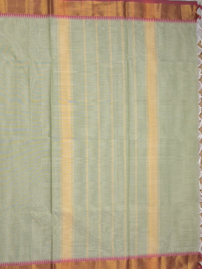 Kanchi cotton plain saree with zari border with attached self blouse
