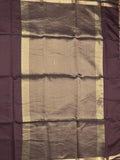Maheshwari fancy saree dark brown color allover plain and small kaddi border with self pallu and attached blouse