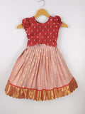 Traditional kanchi pattu silk lehenga set for kids 1-2 years