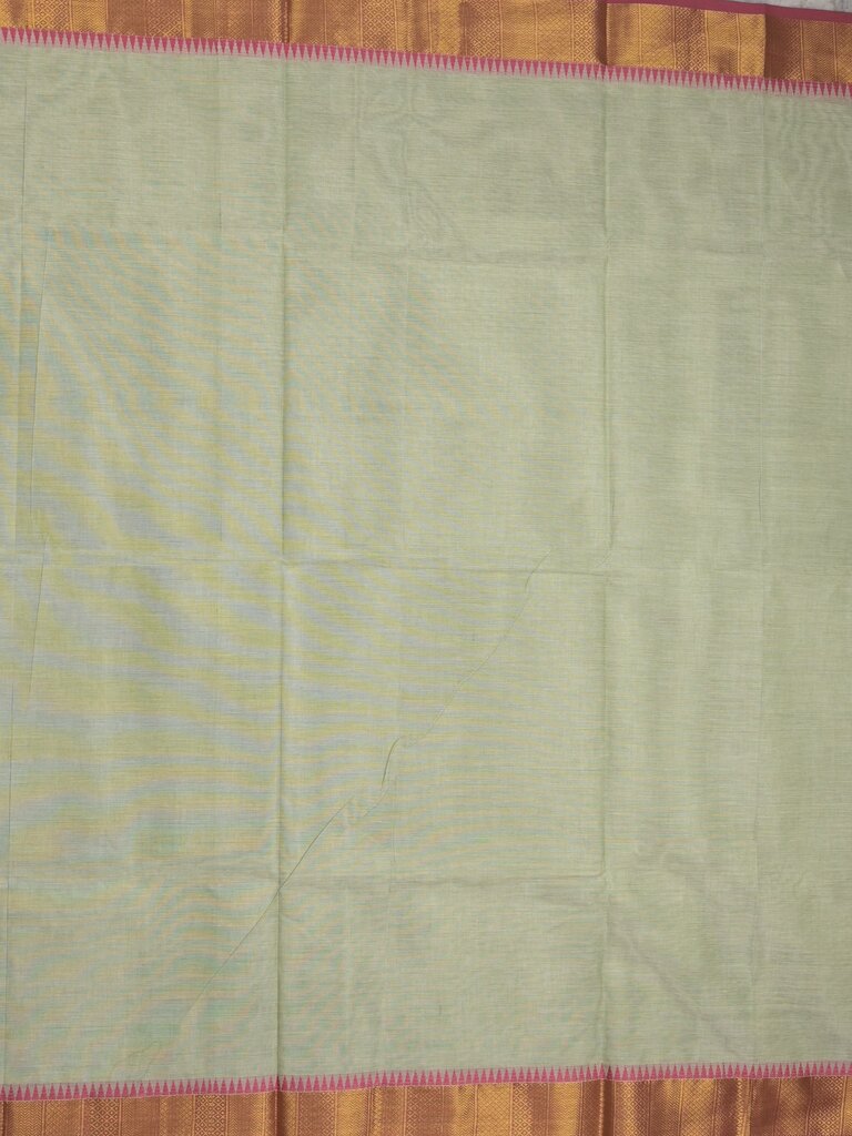 Kanchi cotton plain saree with zari border with attached self blouse