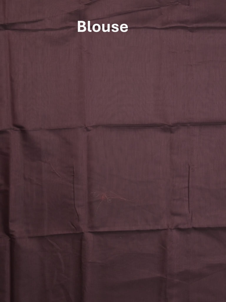 Maheshwari fancy saree dark brown color allover plain and small kaddi border with self pallu and attached blouse