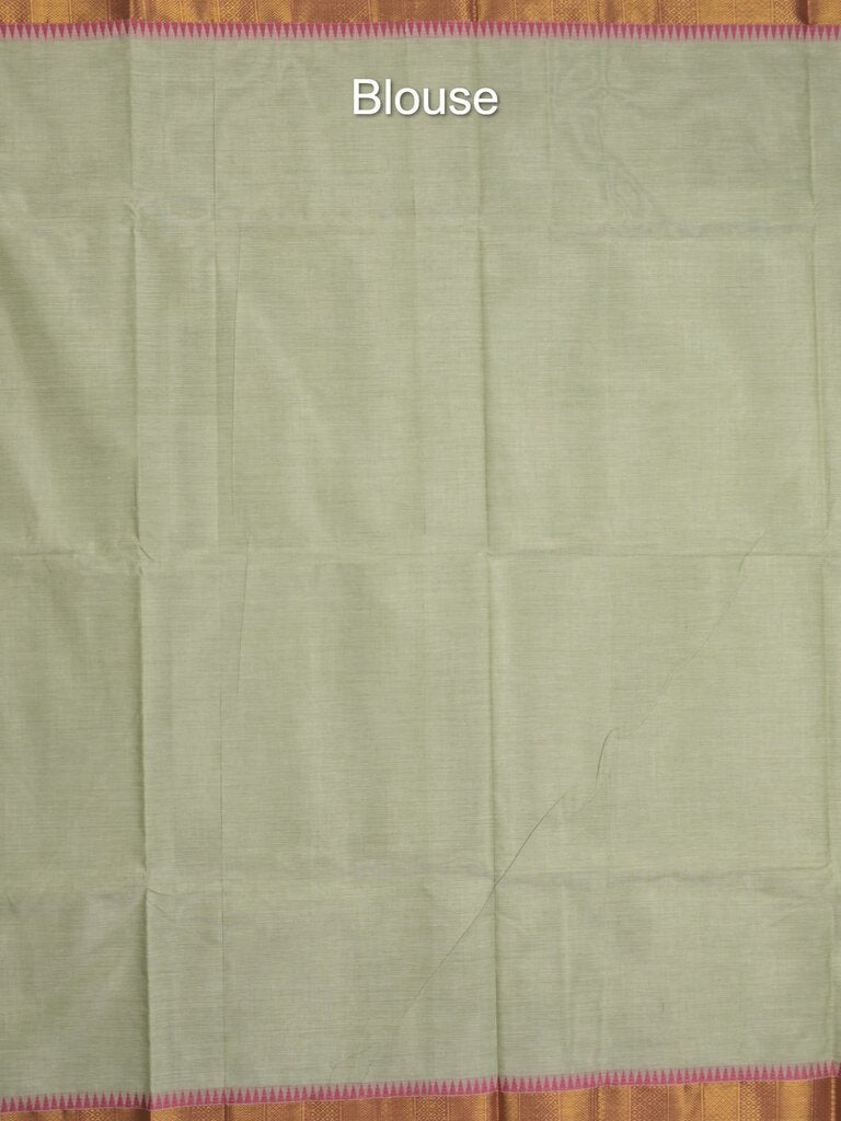 Kanchi cotton plain saree with zari border with attached self blouse