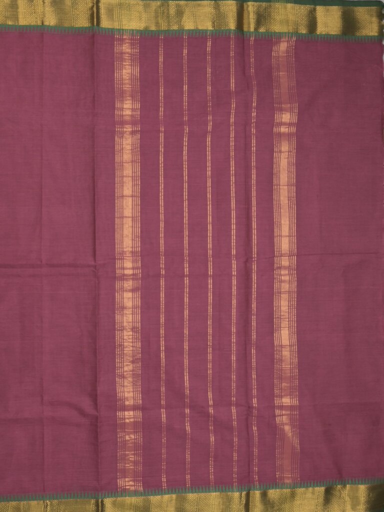 Kanchi cotton plain saree with zari border with attached self blouse