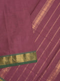 Kanchi cotton plain saree with zari border with attached self blouse