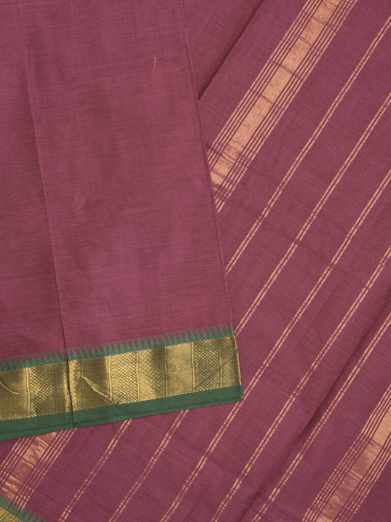 Kanchi cotton plain saree with zari border with attached self blouse