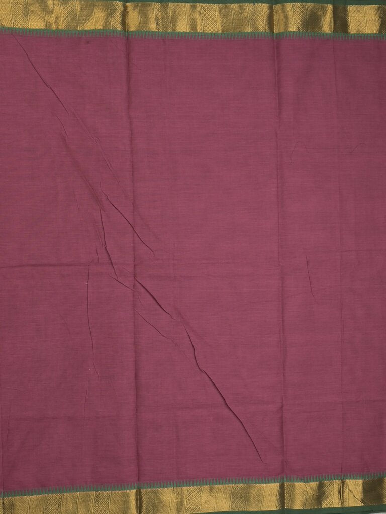 Kanchi cotton plain saree with zari border with attached self blouse