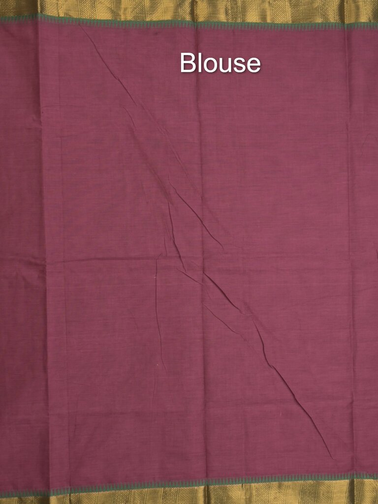 Kanchi cotton plain saree with zari border with attached self blouse