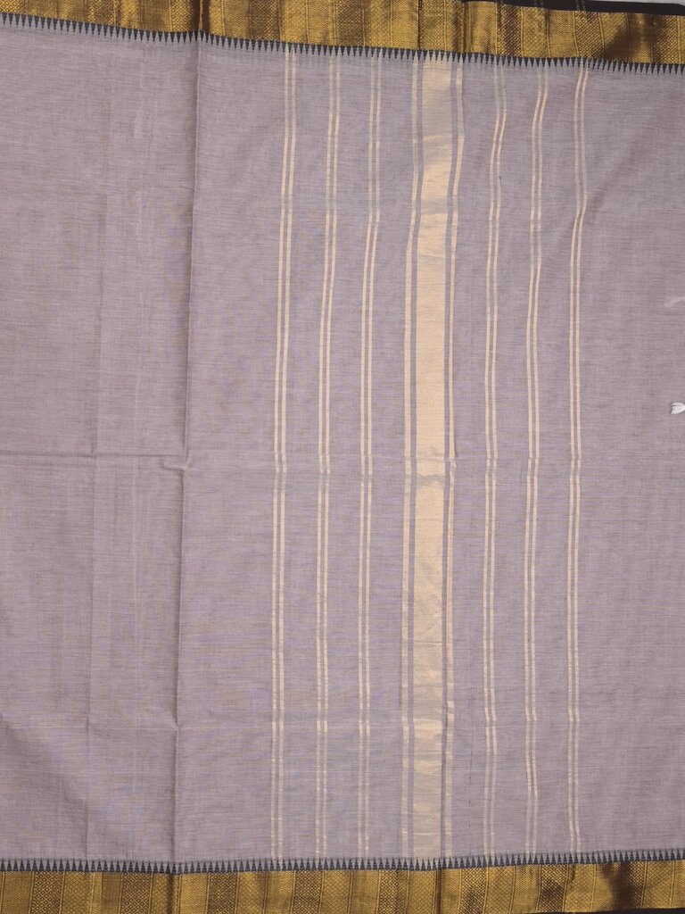 Kanchi cotton plain saree with zari border with attached self blouse