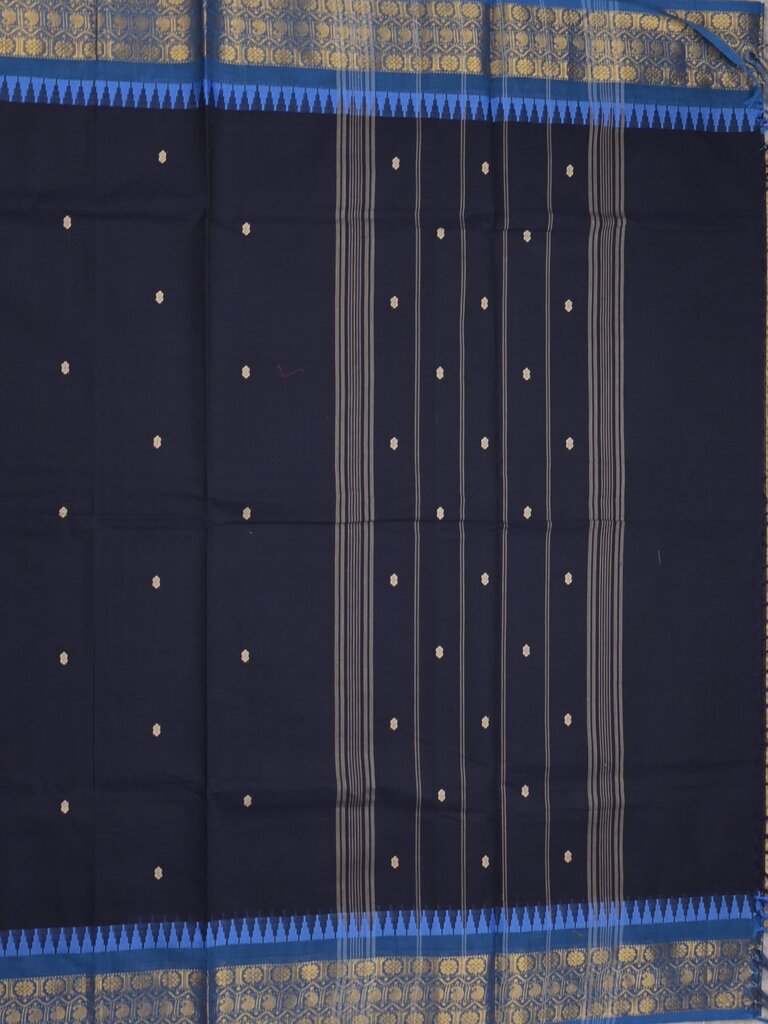 Kanchi cotton saree allover motifs with zari border and attached self blouse