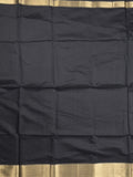 Maheshwari fancy saree black color allover plain and temple border with stripes pallu and attached blouse