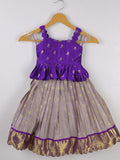 Traditional kanchi pattu silk lehenga set for kids 1-2 years