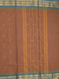 Kanchi cotton saree allover motifs with zari border and attached self blouse