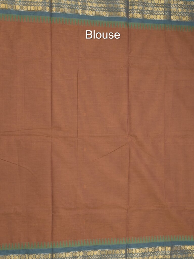 Kanchi cotton saree allover motifs with zari border and attached self blouse