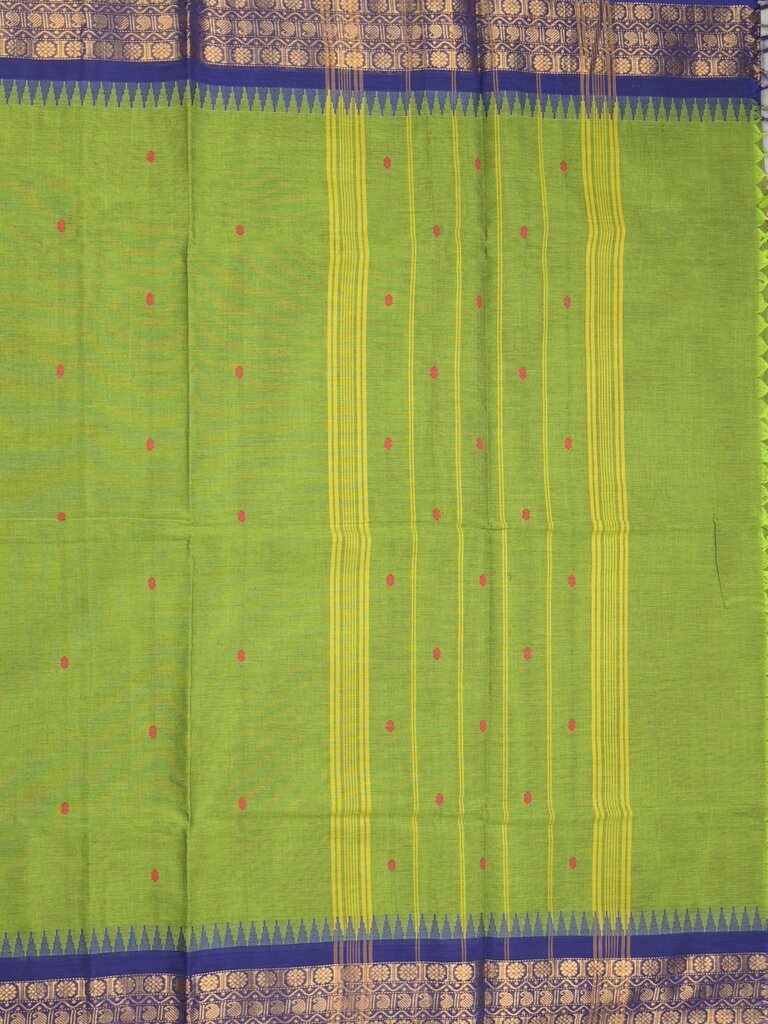 Kanchi cotton saree allover motifs with zari border and attached self blouse