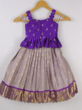 Traditional kanchi pattu silk lehenga set for kids 1-2 years