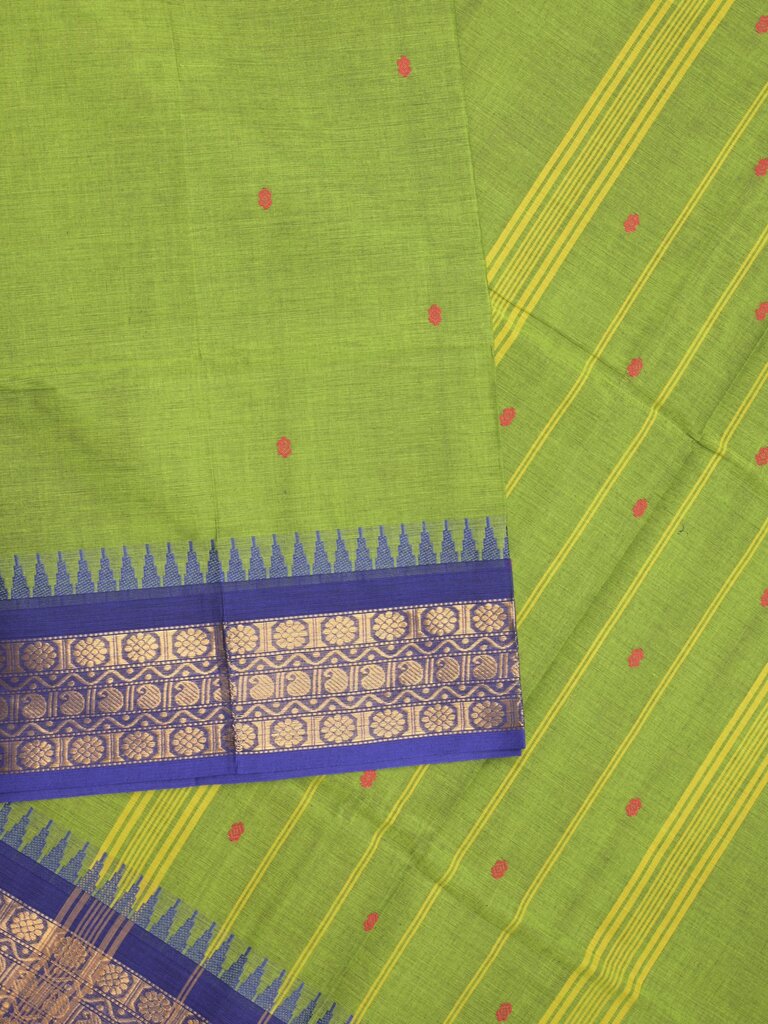 Kanchi cotton saree allover motifs with zari border and attached self blouse