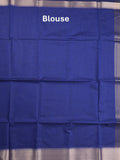Maheshwari fancy saree royal blue color allover plain and temple border with stripes pallu and attached blouse