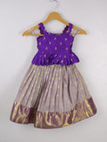 Traditional kanchi pattu silk lehenga set for kids 1-2 years