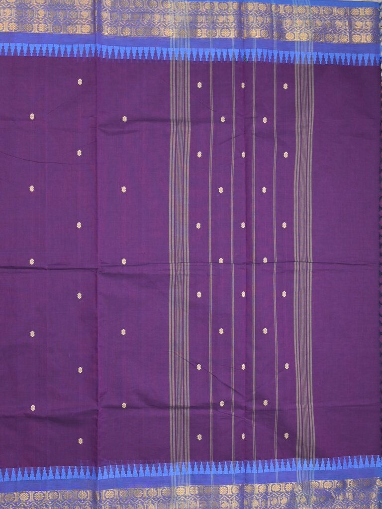 Kanchi cotton saree allover motifs with zari border and attached self blouse