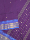 Kanchi cotton saree allover motifs with zari border and attached self blouse