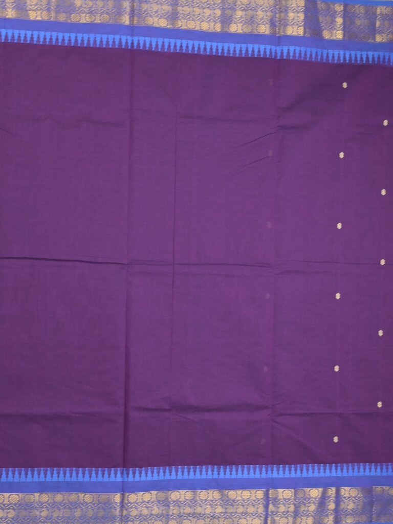 Kanchi cotton saree allover motifs with zari border and attached self blouse